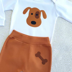 Conjunto Body Manga Longa Cachorrinho (Marron) - comprar online