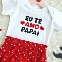 Kit Tapa Fralda Bloomer Eu Te Amo Papai (Branco/Vermelho) - Picole Baby