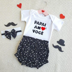 Kit Tapa Fralda Bloomer Papai Amo Você (Branco/Preto) - comprar online