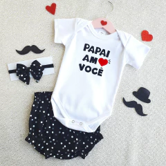 Kit Tapa Fralda Bloomer Papai Amo Você (Branco/Preto) na internet