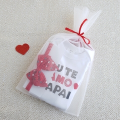 Kit Tapa Fralda Bloomer Eu Te Amo Papai (Branco/Vermelho)