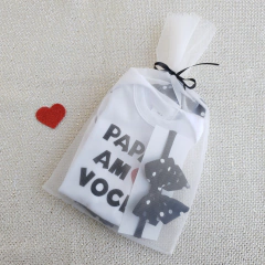 Kit Tapa Fralda Bloomer Papai Amo Você (Branco/Preto)
