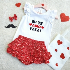 Conjunto Kids Saia Babado Eu te amo Papai (Coraçãozinho) - comprar online