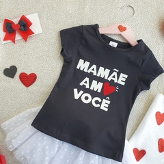 Conj. Kids Saia Tule Mamãe Amo Você (Preto/branco) - loja online