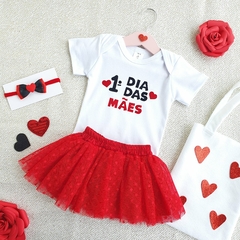 Conj. Baby Saia 1° Dia das Mães (Branco/vermelho) - comprar online
