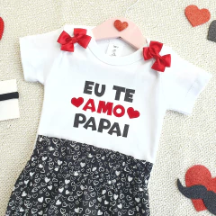 Conj. Tapa Fralda Bloomer Eu Te Amo Papai (Branco/Preto) - Picole Baby
