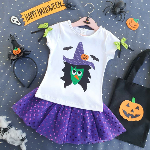 Conj. Kids Saia Tule Bruxa (Roxa) - comprar online