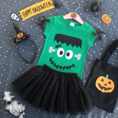 Conj. Kids Saia Tule Frankenstein na internet