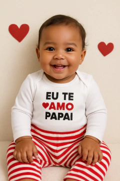 Conjunto Body Eu te Amo Papai (Branco/Vermelho) na internet