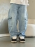 Jean baggy cargo celeste claro