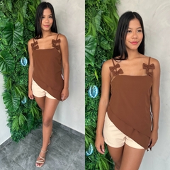 BLUSA ALÇA ASSIMETRIA CORAÇAO- - Gringa Store