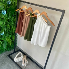 BLUSA BATA MANGA UNICA EM CREPE ARGOLA-