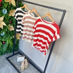 BLUSA MALHA MANGA DOBRADA LISTRADAS- na internet
