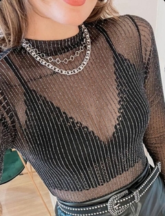 BODY TULE MANGA LONGA FIO LUREX