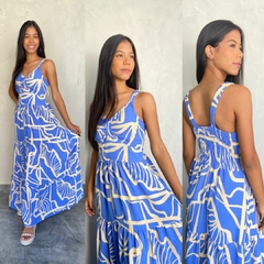 VESTIDO LONGO ALÇA ESTAMPAS- - Gringa Store
