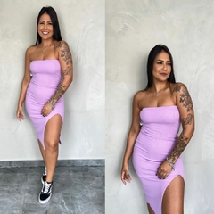 VESTIDO ANA RUGA FENDA CORES- - Gringa Store