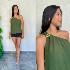 BLUSA BATA MANGA UNICA EM CREPE ARGOLA- na internet