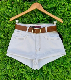 SHORT JEANS BEGE MAIS CINTO -