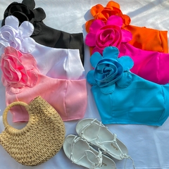CROPED ALFAIATARIA FLOR- - Gringa Store