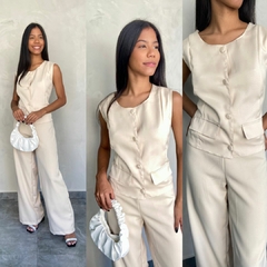 CONJUNTO PANTALONA E COLETE ALFAIATARIA- - comprar online