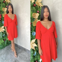 VESTIDO CURTO MANGA FLORAL VISCOSE- - Gringa Store