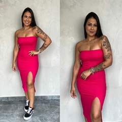 VESTIDO ANA RUGA FENDA CORES- - Gringa Store