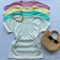 BLUSA EM RIBANA MANGA DOBRADA-