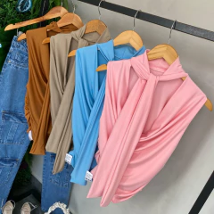 BLUSA MALHA FRIA AMARRACAO PESCOÇO FRANZIDA LATERAL- - loja online