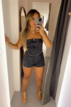 CONJUNTO JEANS CROPED E SHORTS- MAIS- - comprar online