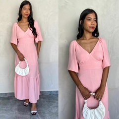VESTIDO LONGO DECOTE MANQUINHA-