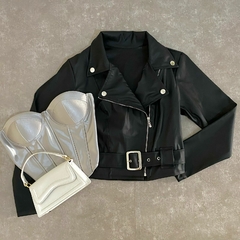 JAQUETA COURO FAKE CINTO FIVELA- - comprar online