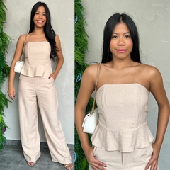 CONJUNTO PANTALONA E CROPPED BABADO-