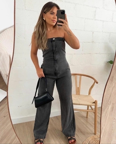 Imagem do MACACAO LONGO JEANS BLACK ESTONADO-