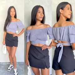 SHORT SAIA ALFAIATARIA FENDA- - loja online