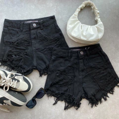 SHORT JEANS DESTROYED BLACK- - loja online