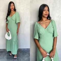 VESTIDO LONGO DECOTE MANQUINHA- na internet