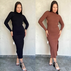 VESTIDO LONGO CANELADO COSTA NUA- na internet