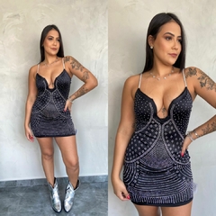 VESTIDO ALÇA STRASS DECOTE-