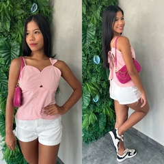 Imagem do BLUSA ALÇA LISTRA AMARRAÇAO COSTAS