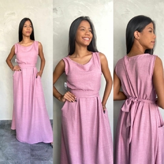 VESTIDO LONGO REGATA BOJO LINHO- na internet