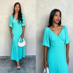 VESTIDO LONGO DECOTE MANQUINHA- - Gringa Store