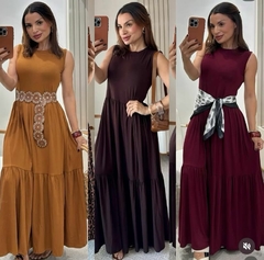 VESTIDO MALHA LONGO REGATA BABADO- - comprar online