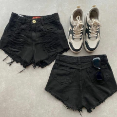 SHORT JEANS DESTROYED BLACK- - comprar online