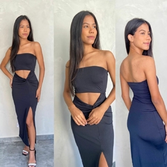 VESTIDO FAIXA RECORTES SUPLEX- - Gringa Store