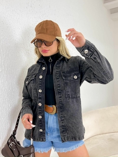 JAQUETA JEANS BLACK ESTONADA- - loja online