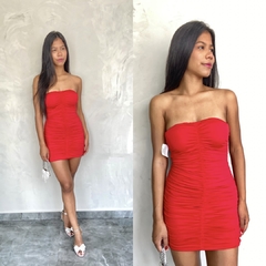 VESTIDO FRANZIDO CURTO LISO- - comprar online