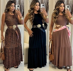VESTIDO MALHA LONGO REGATA BABADO-