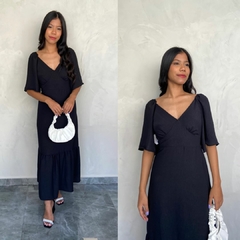 VESTIDO LONGO DECOTE MANQUINHA- - loja online
