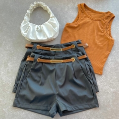 SHORT COURO FAKE CINTO ZARA INSPIRAÇAO-