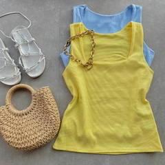 BLUSA REGATA RIBANA DECOTE QUADRADO- - Gringa Store
